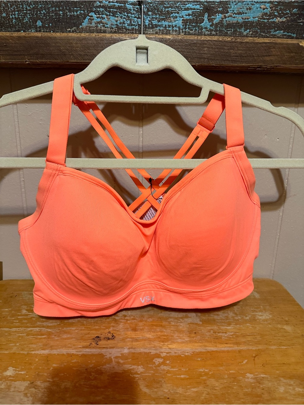 Victoria's Secret Neon Coral Strappy Sports Bra